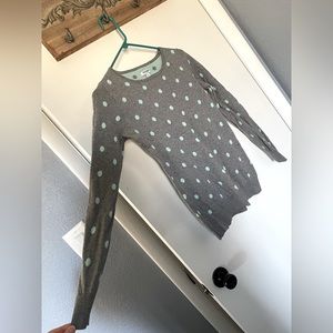 Old Navy Grey w/ Blue Polka Dots Sweater Size S